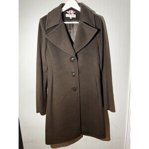 Collection Fiftynine 100% Cashmere Coat Brown Women 10 Knee Length Pointed Lapel